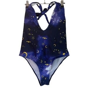 Galaxy Constellation Celestial Print Halter Deep-V One-Piece ZAFUL Size XL